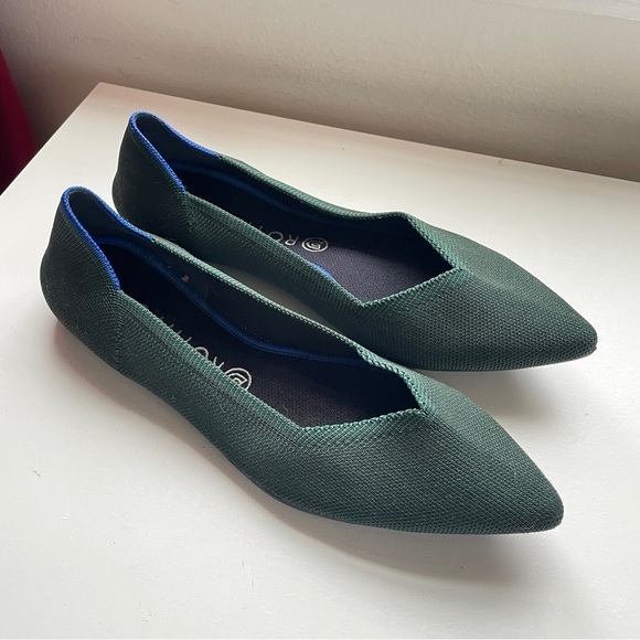 Rothy's Shoes - Rothy’s RARE Retired Emerald Green the Point Flats Slip-ons Pointy Toe 11